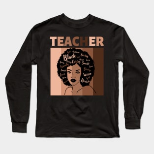 Black Smart Teacher Afro Love Melanin of African American Long Sleeve T-Shirt